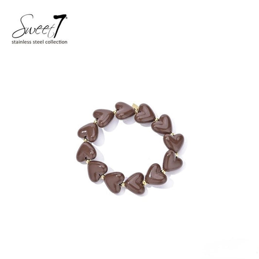 Sweet7 hartjes armband - bruin