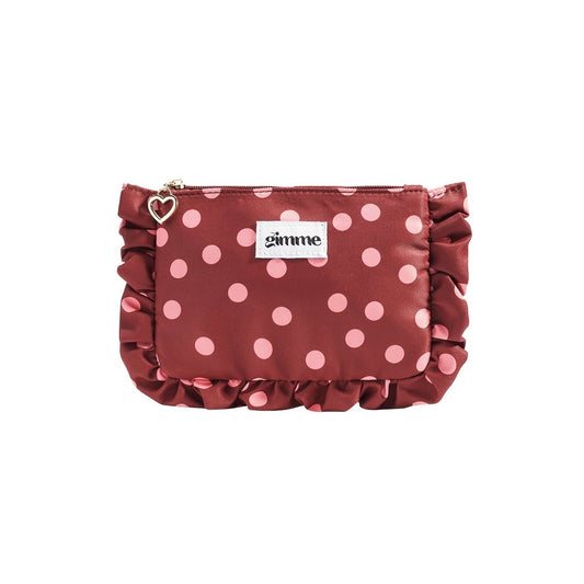 Make-up tasje met stippen - wijnrood