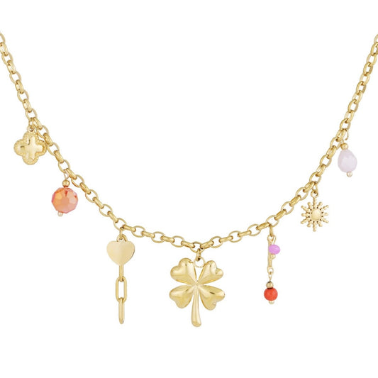 Lucy charm ketting - goud