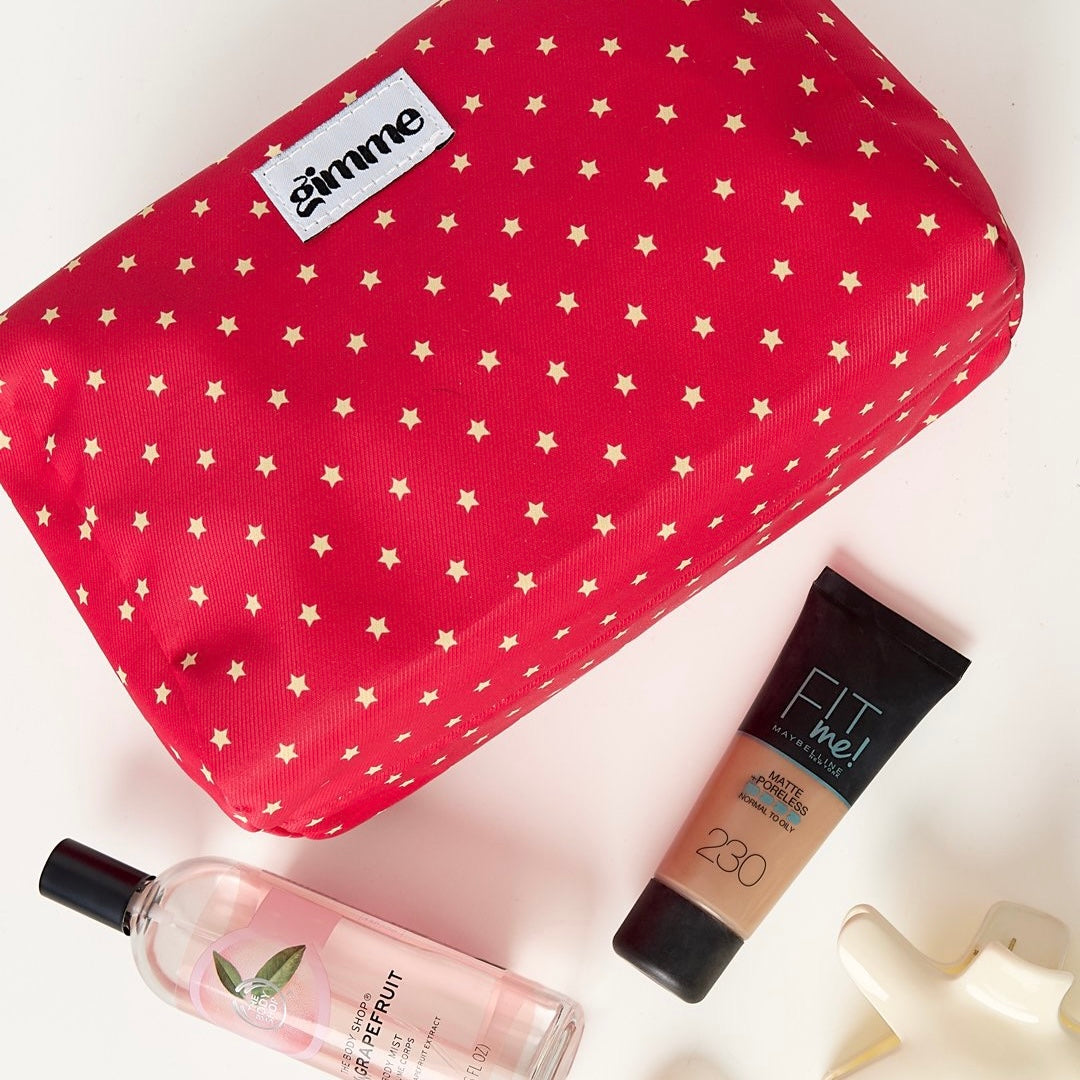 Make-Up tasje met sterretjes - rood