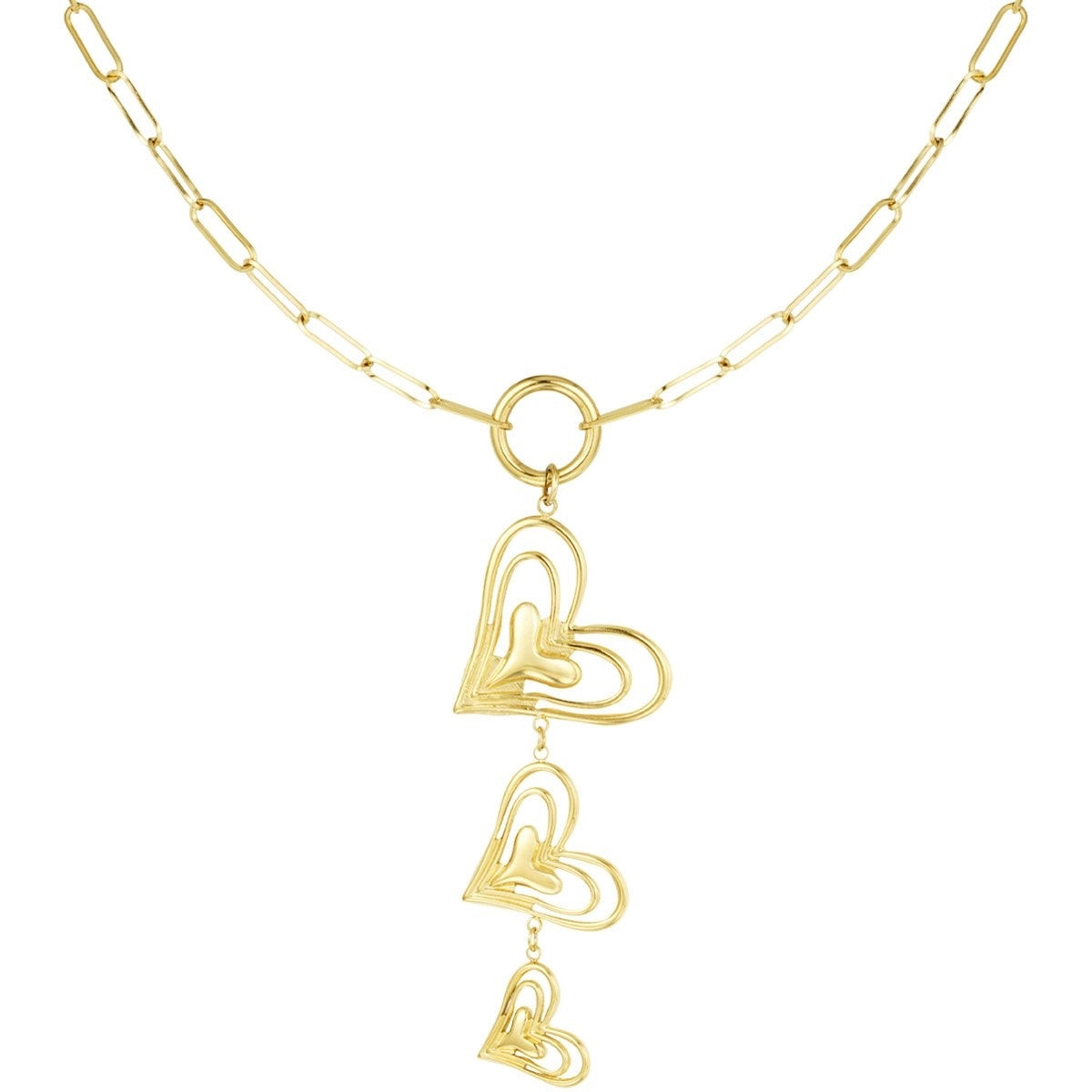 Heart trio ketting -goud