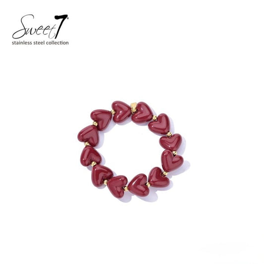 Sweet7 hartjes armband - rood