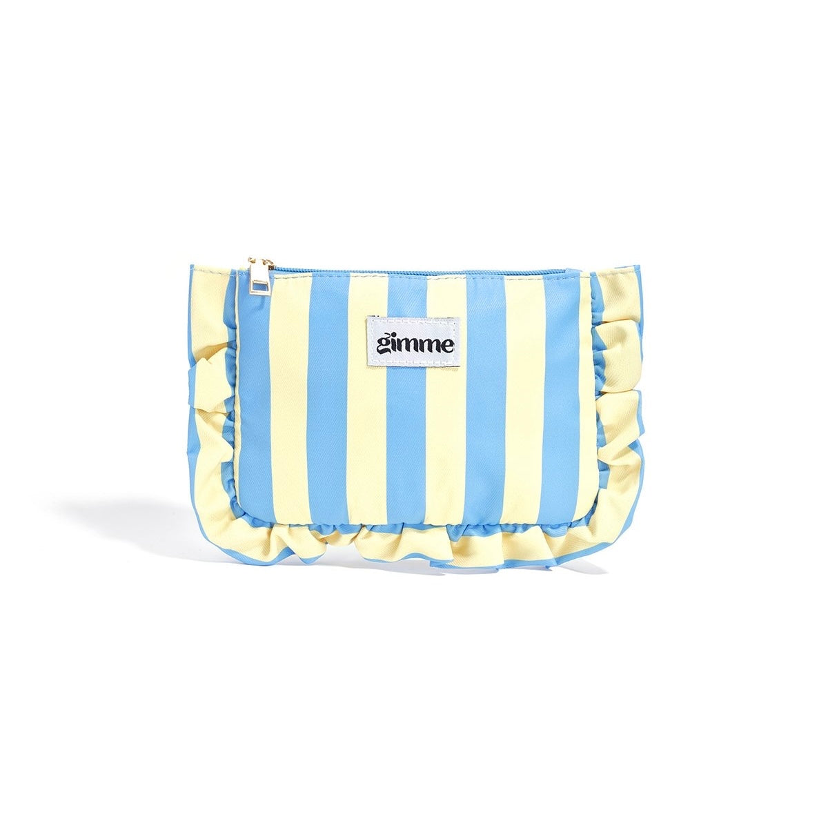 Make-up tasje met strepen - geel/blauw
