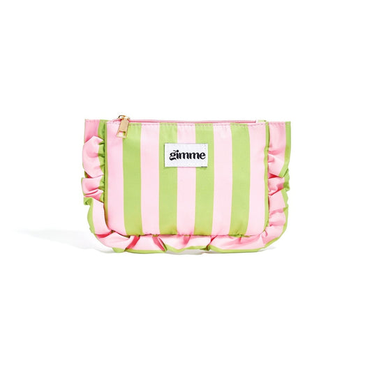 Make-Up tasje met strepen groen/roze