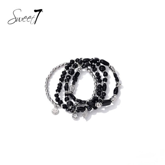 Sweet7 armbanden set - zwart/zilver