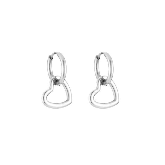 Oorbellen met open hart - zilver