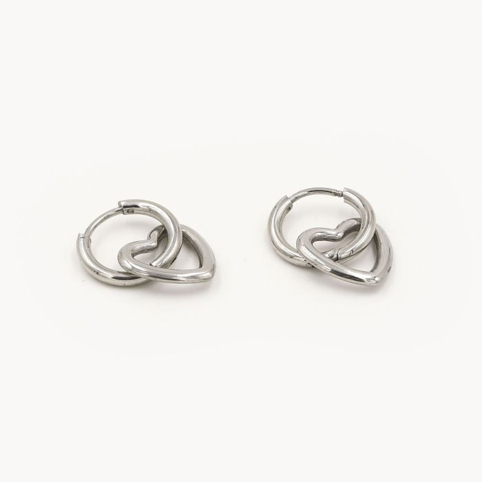 Oorbellen met open hart - zilver