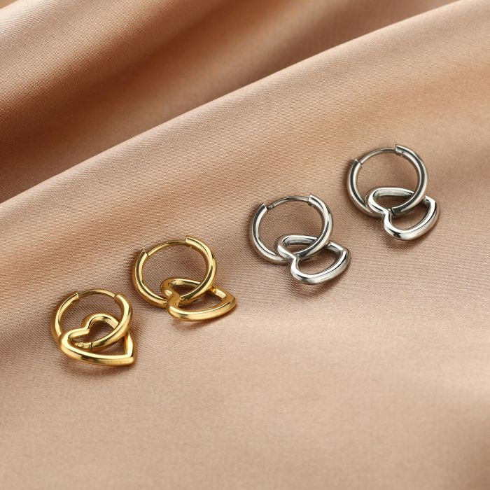 Oorbellen met open hart - goud