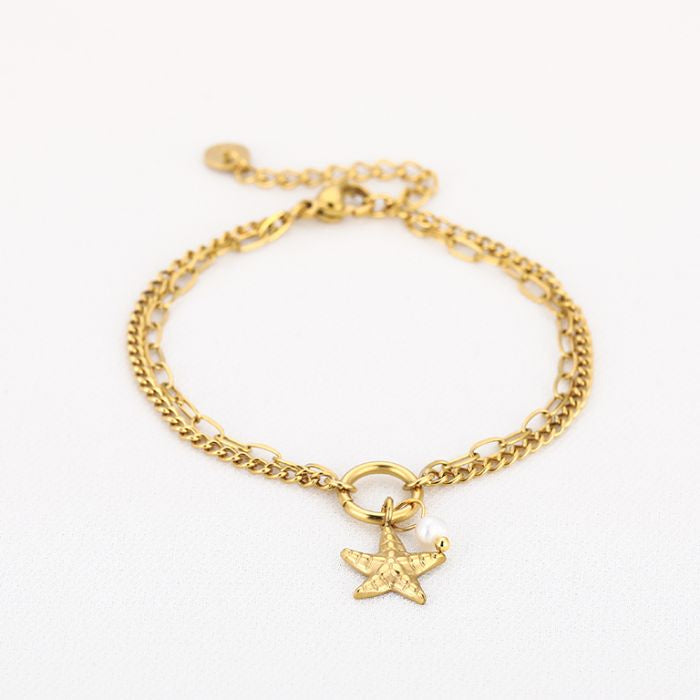 Dubbele armband met zeester - goud