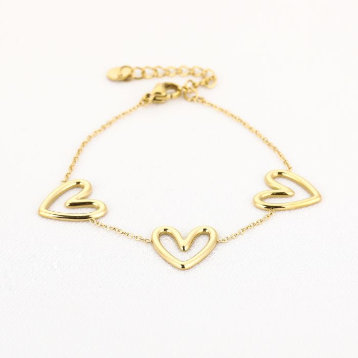 Hartjes armband - goud