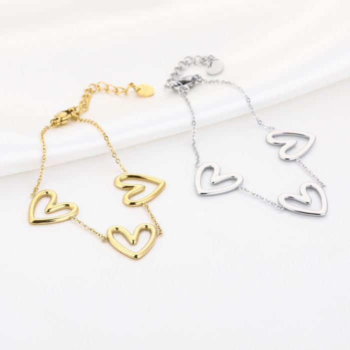 Hartjes armband - goud