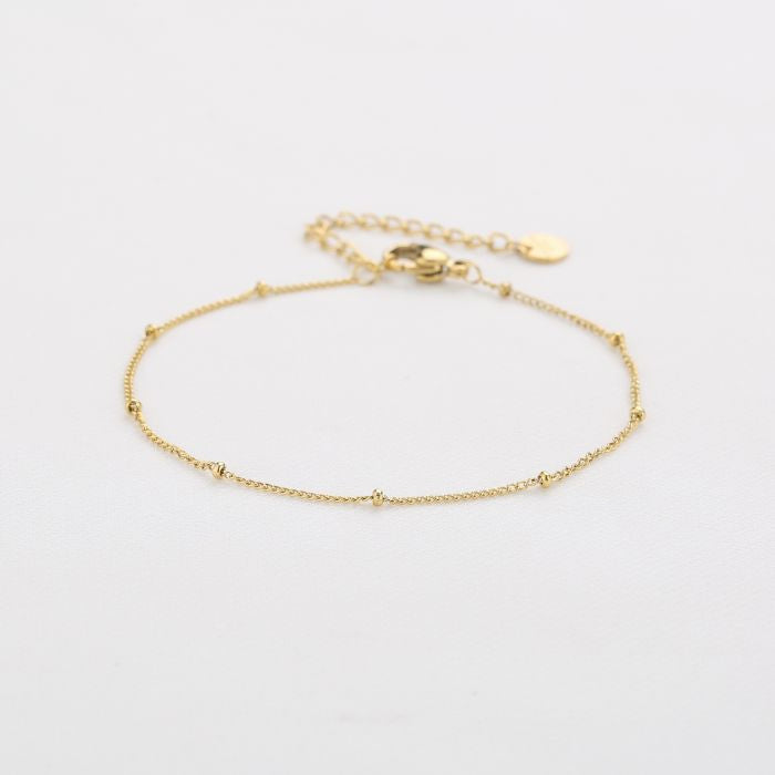 Armbandje fijn met balletjes - goud