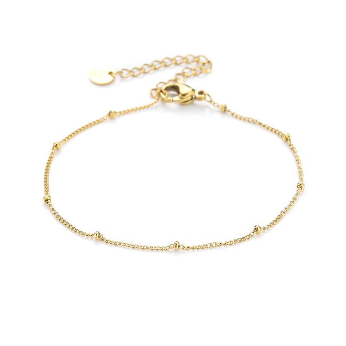 Armbandje fijn met balletjes - goud