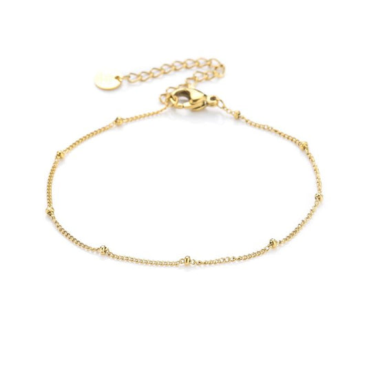 Armbandje fijn met balletjes - goud