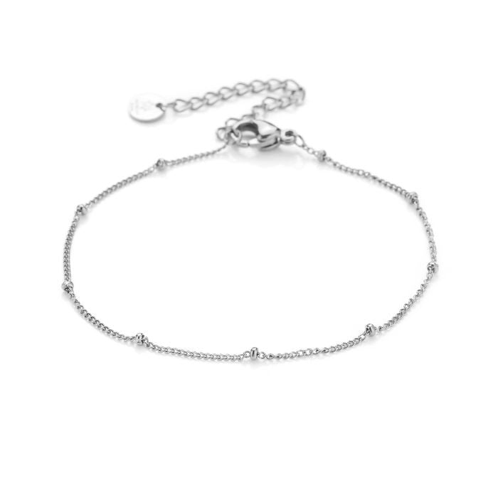 Armbandje fijn met balletjes - zilver