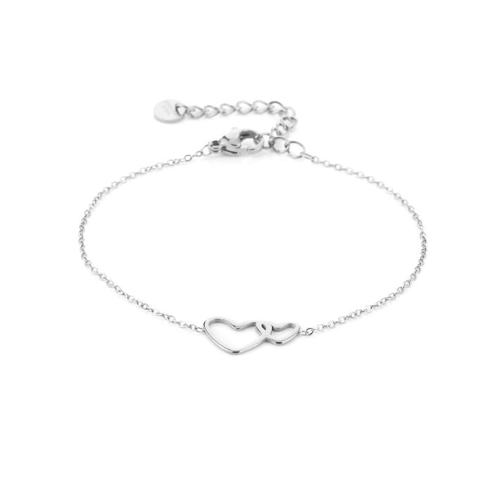 Twee hartjes armbandje -zilver