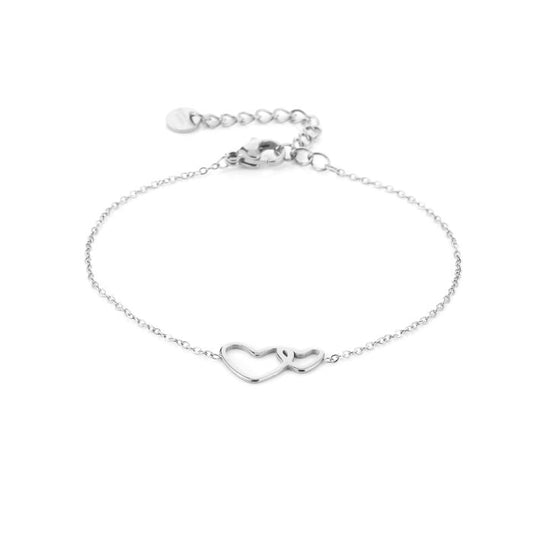 Twee hartjes armbandje -zilver