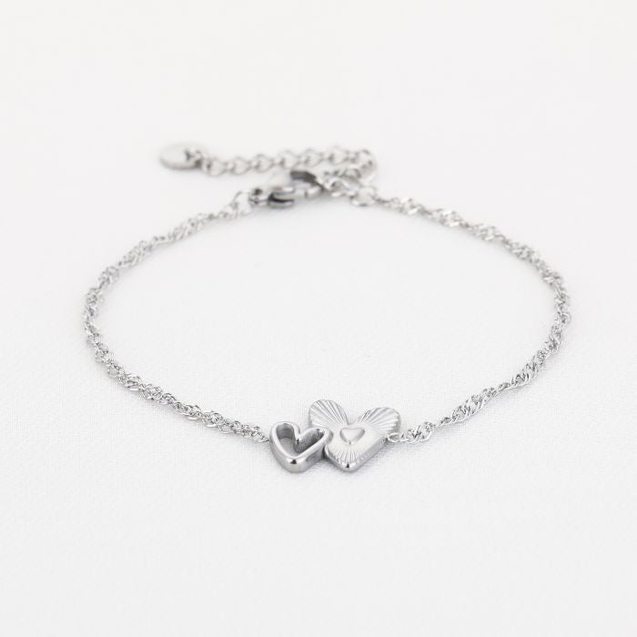 Basic hartjes armband - zilver
