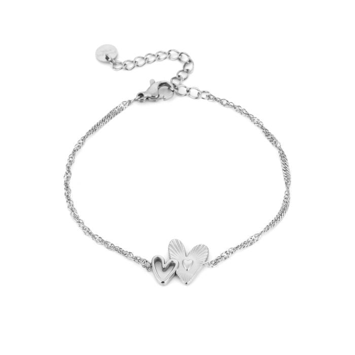 Basic hartjes armband - zilver