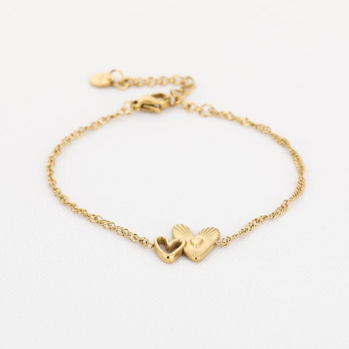 Basic hartjes armband - goud