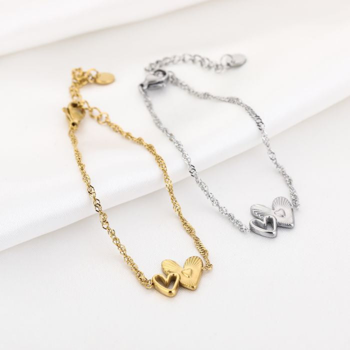 Basic hartjes armband - goud