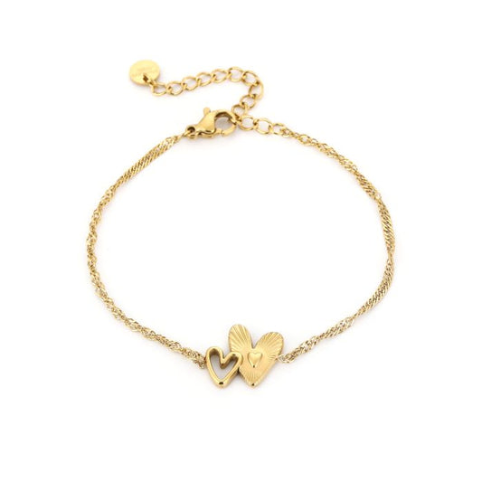 Basic hartjes armband - goud