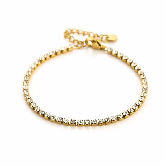 Armbandje met strass - goud