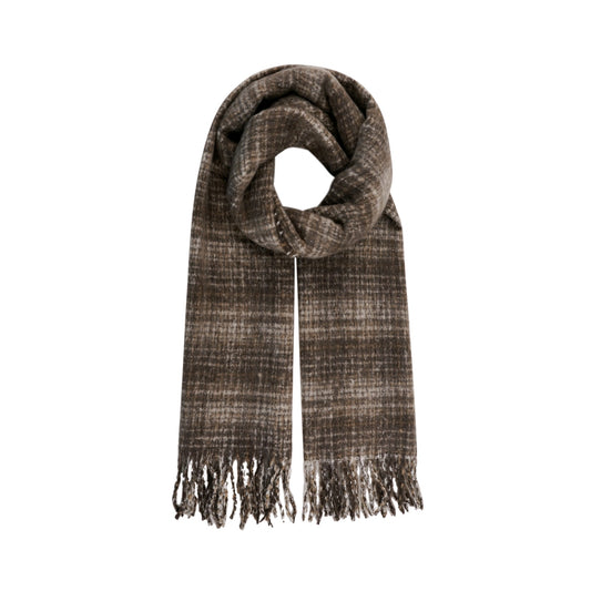 Geruite warme wintersjaal - bruin