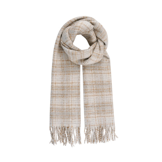 Geruite warme wintersjaal - off white