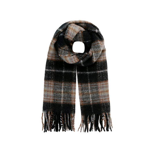 Wintersjaal grote geruite print - zwart