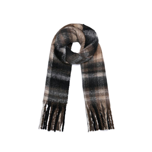 Sjaal happy print - bruin & zwart