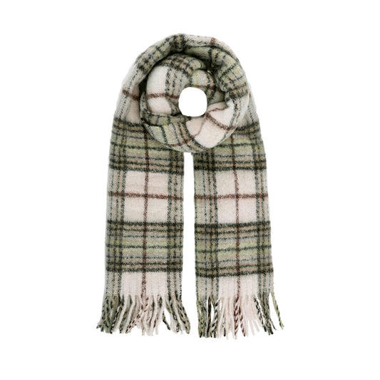 Wintersjaal grote ruitprint - wit