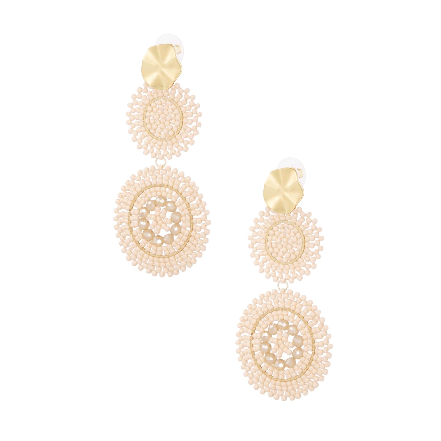 Oorbellen sunflower glas - beige