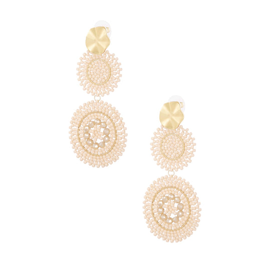 Oorbellen sunflower glas - beige