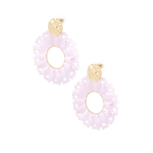 Statement madelief oorbellen - licht roze