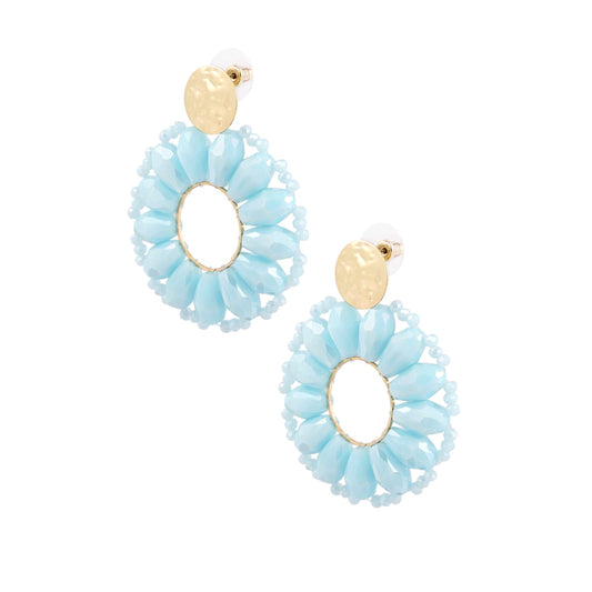 Statement madelief oorbellen - blauw