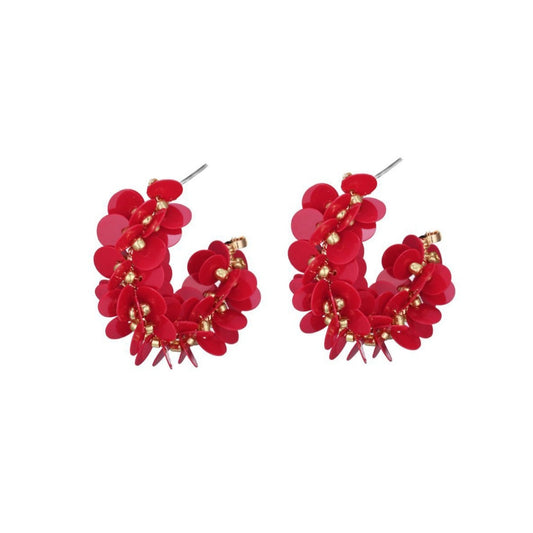 Oorstekers pailletten - rood