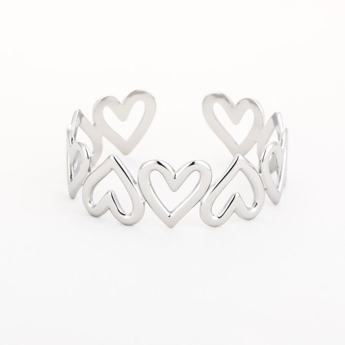 Hartjes bangle armband - zilver