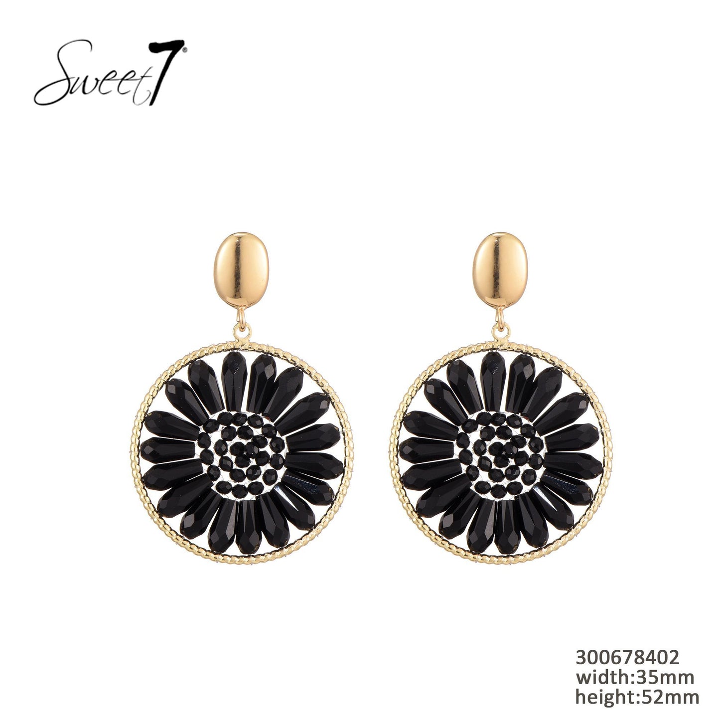 Sweet7 oorbellen - zwart/goud