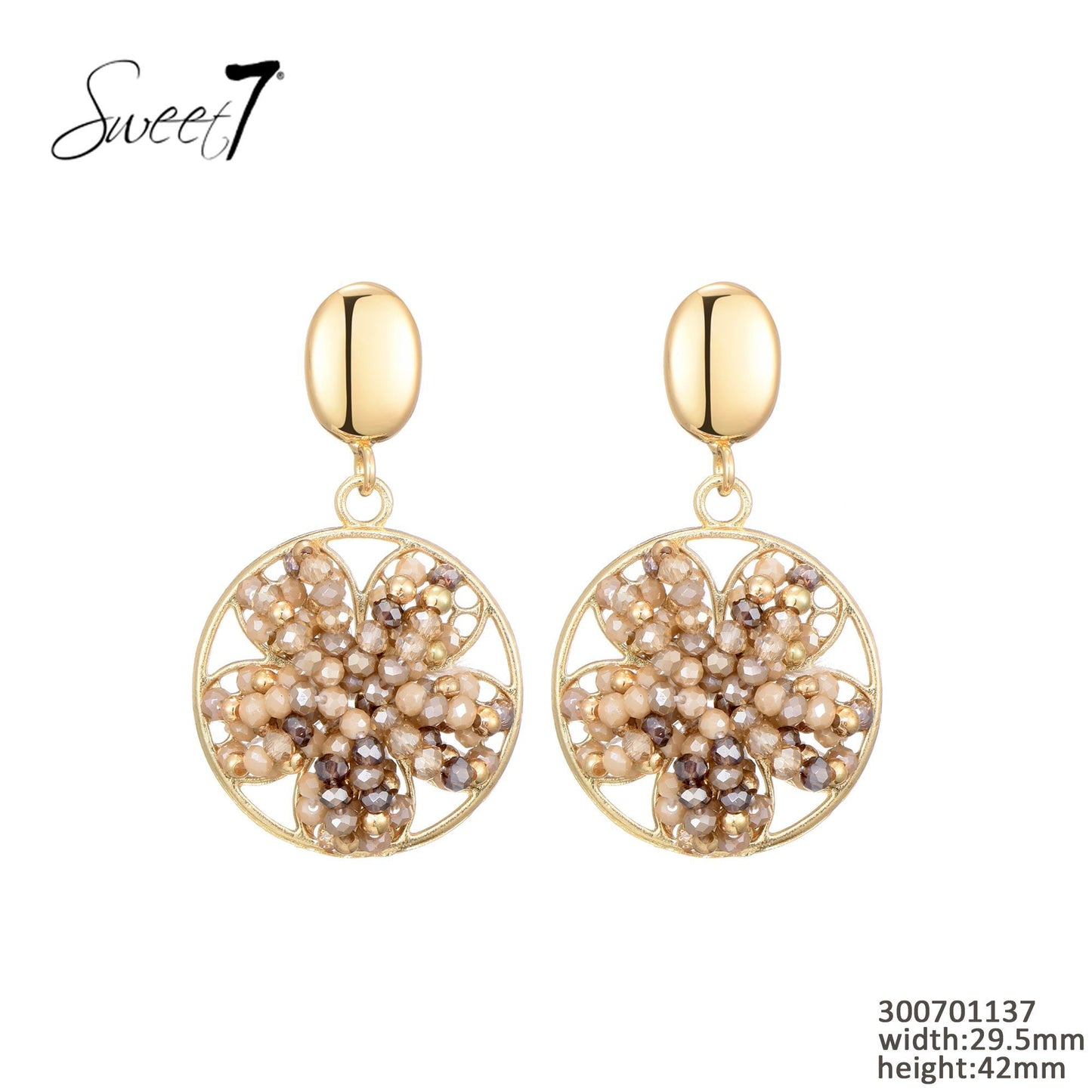 Sweet7 oorbellen - camel/goud