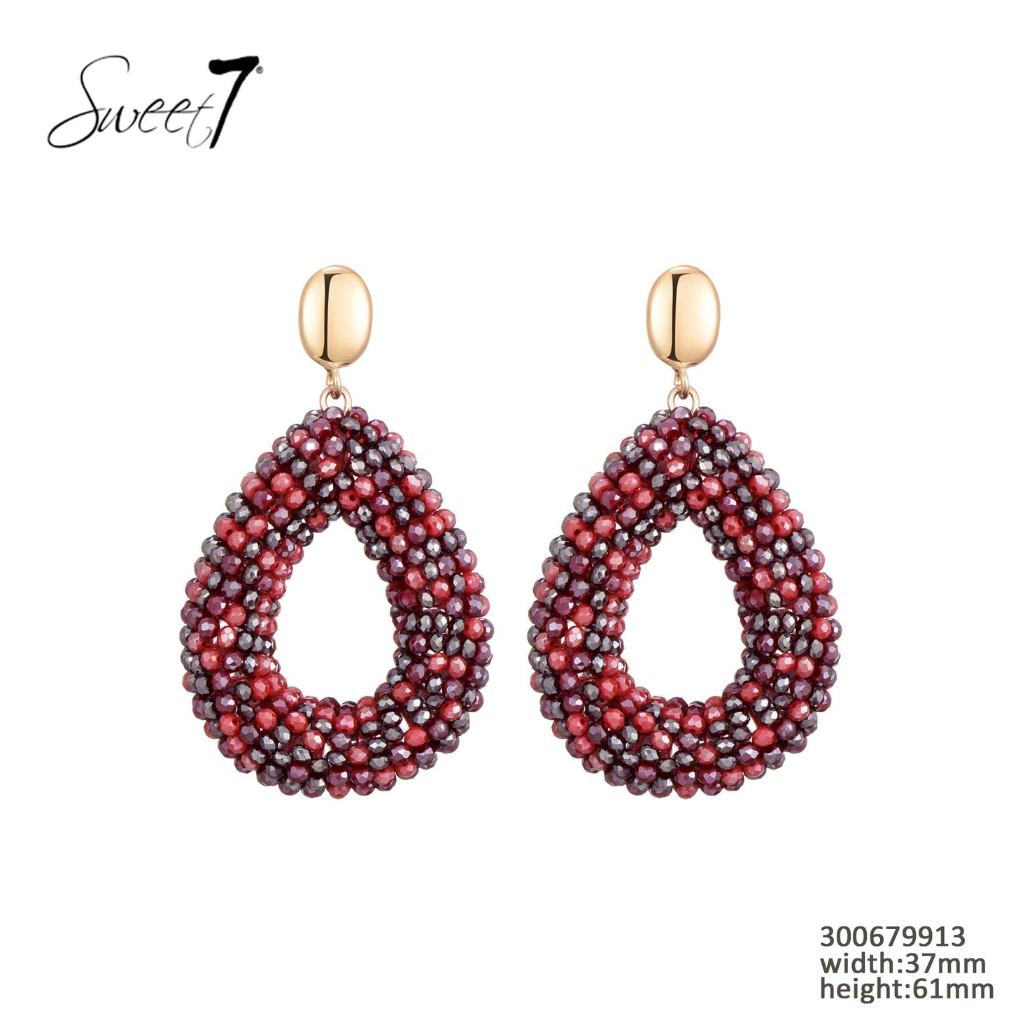 Sweet7 oorbellen - rood/goud