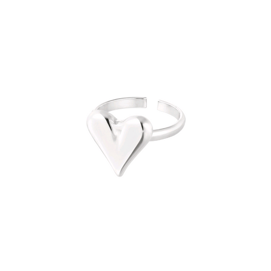 Classy hartjes ring - zilver