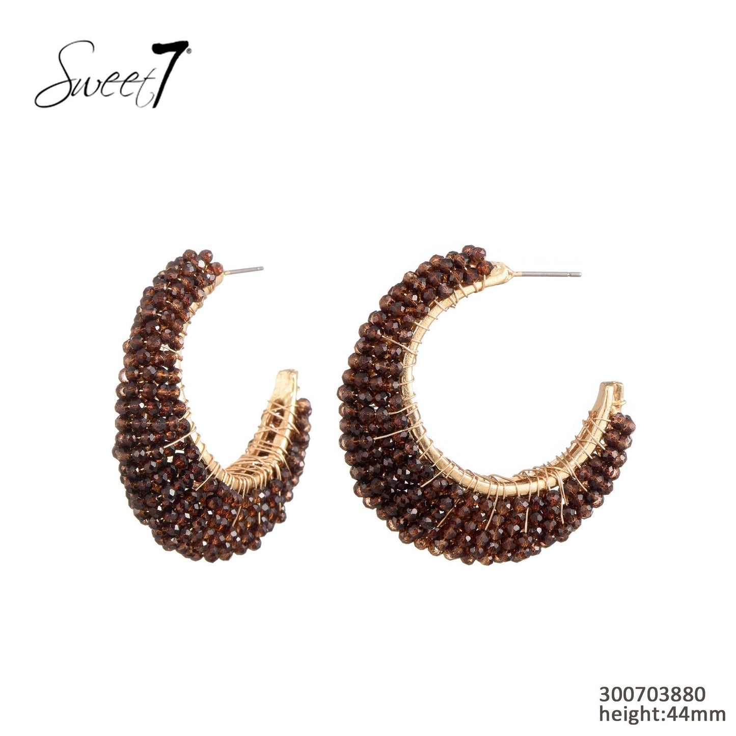 Sweet7 oorbellen - bruin/goud