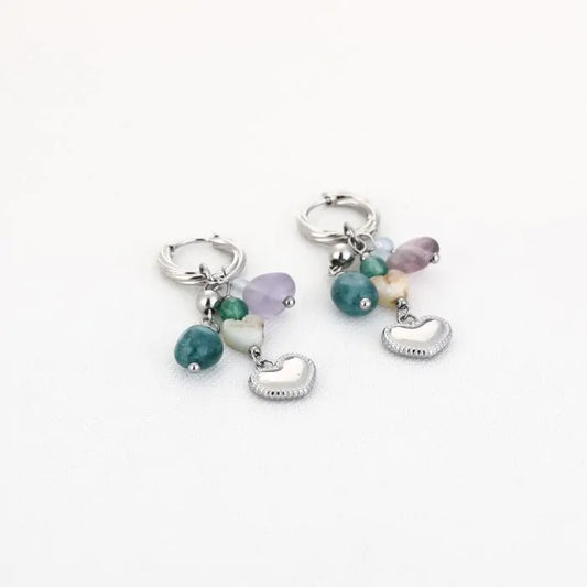 Lente oorbellen met hartje - zilver