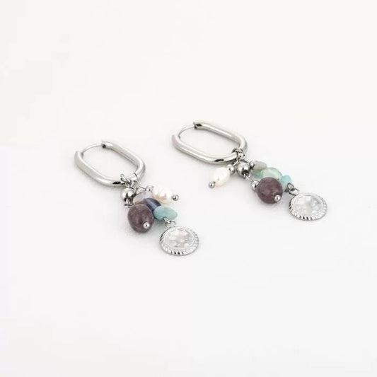 Lente oorbellen turquoise- zilver