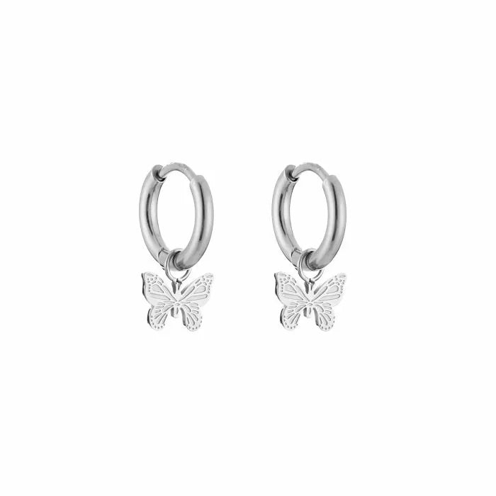 Vlinder oorbellen - zilver