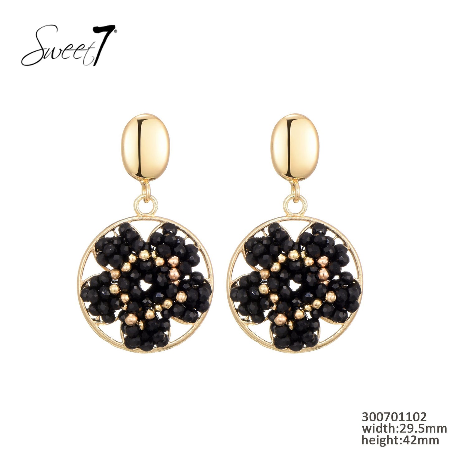 Sweet7 oorbellen - zwart/goud