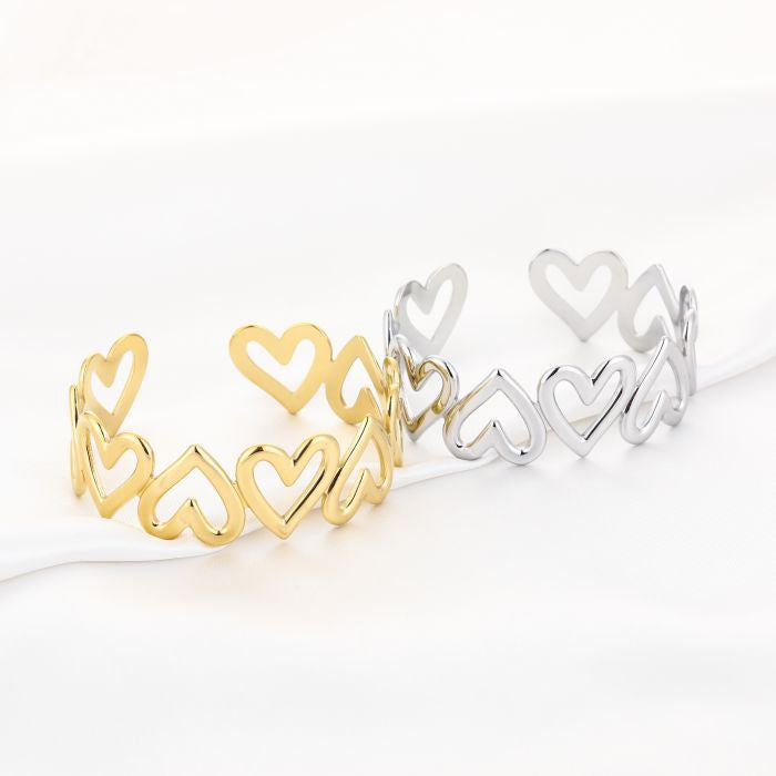 Hartjes bangle armband - zilver