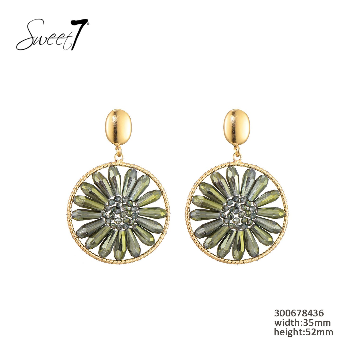 Sweet7 oorbellen - groen/goud