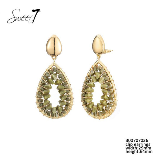 Sweet7 clip oorbellen - groen